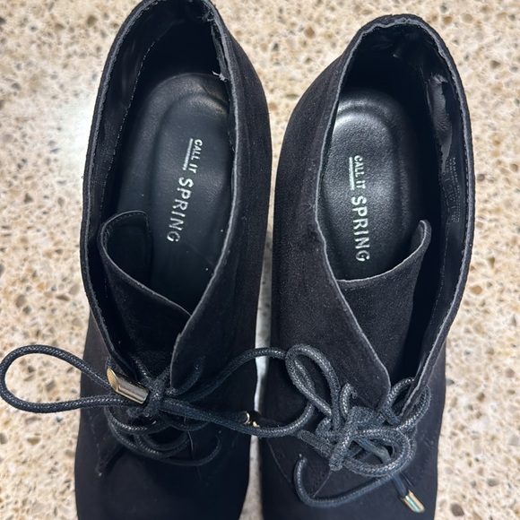 Call It Spring Black Suede Lace Up Booties (Size 8.5) - Picture 3 of 6